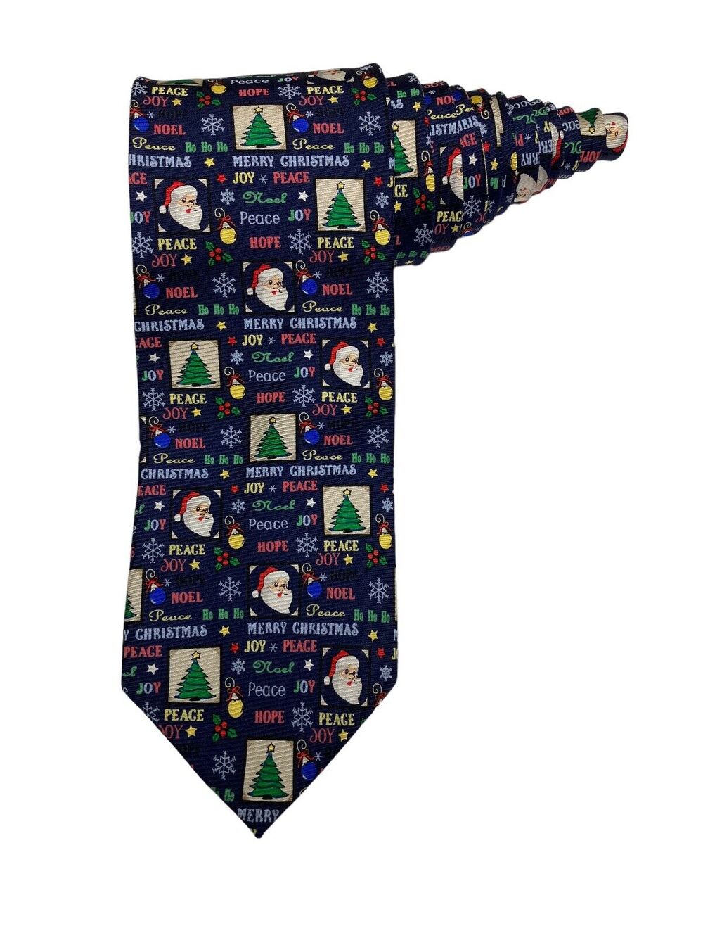 Cape Cod Neckwear Christmas Trees Santa Claus Noel Peace Joy Necktie